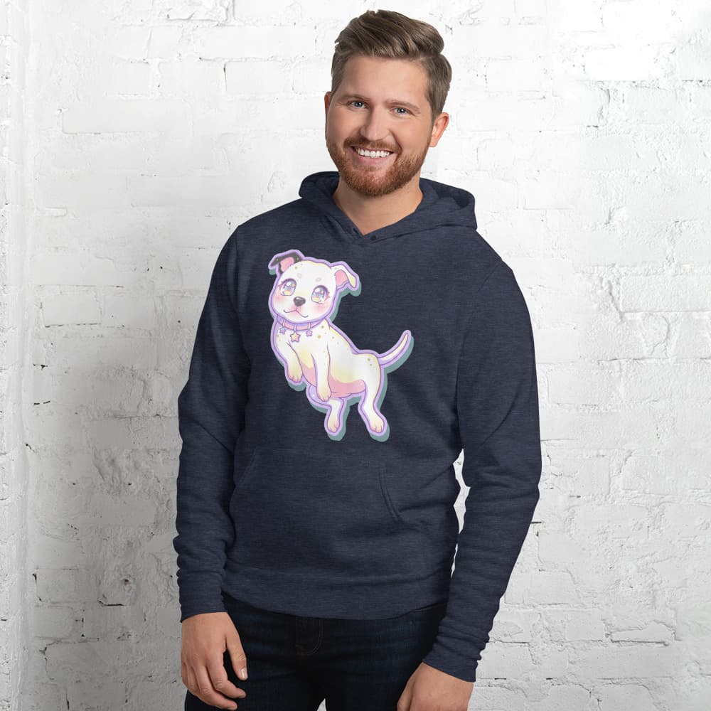 Anime / Kawaii pet portrait printed on a PawForge apparel mockup.