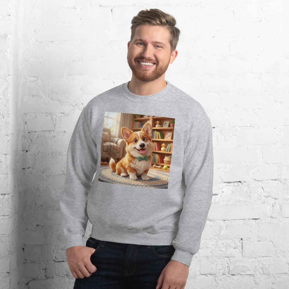 Cartoon pet portrait printed on a PawForge apparel mockup.