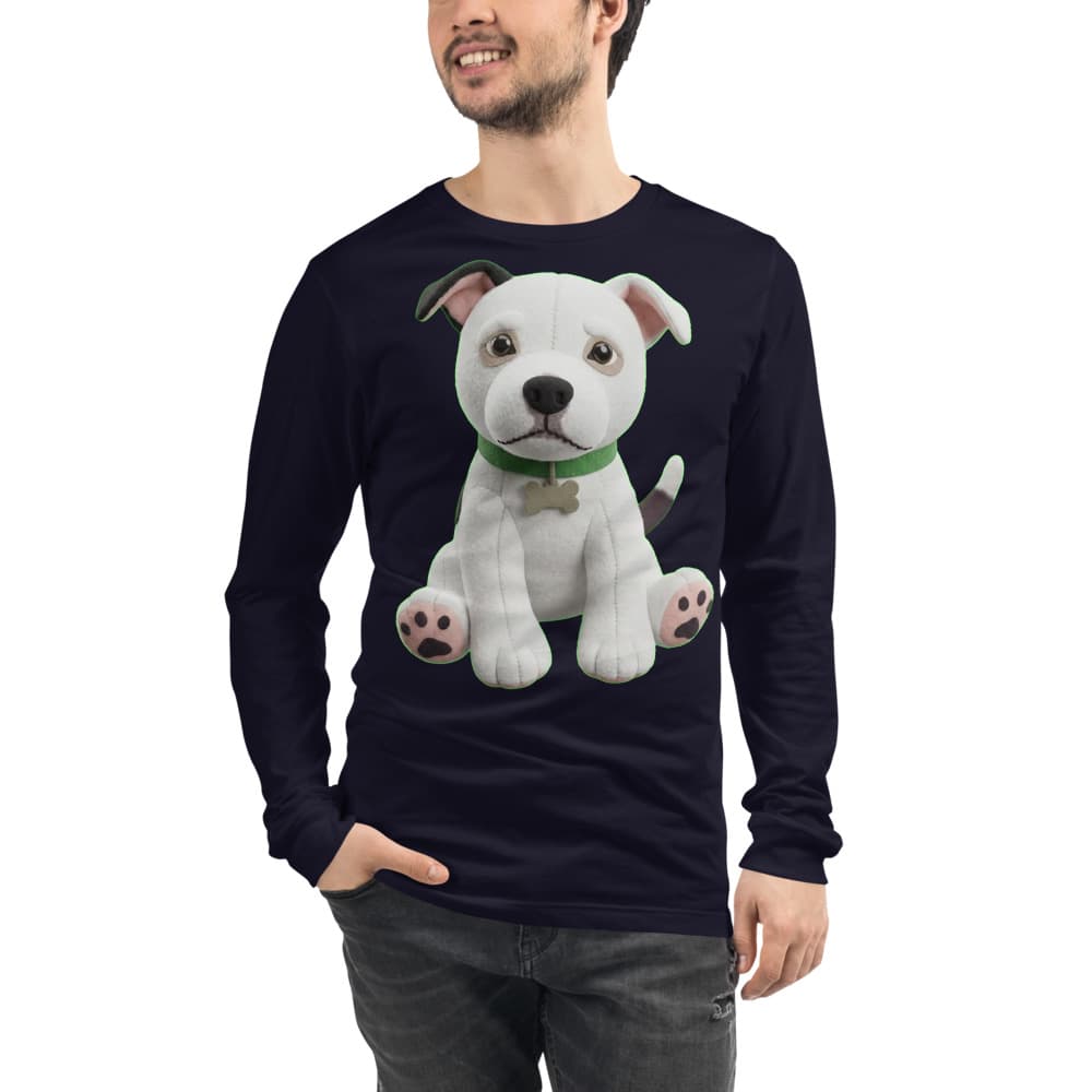 Plushie pet portrait printed on a PawForge apparel mockup.