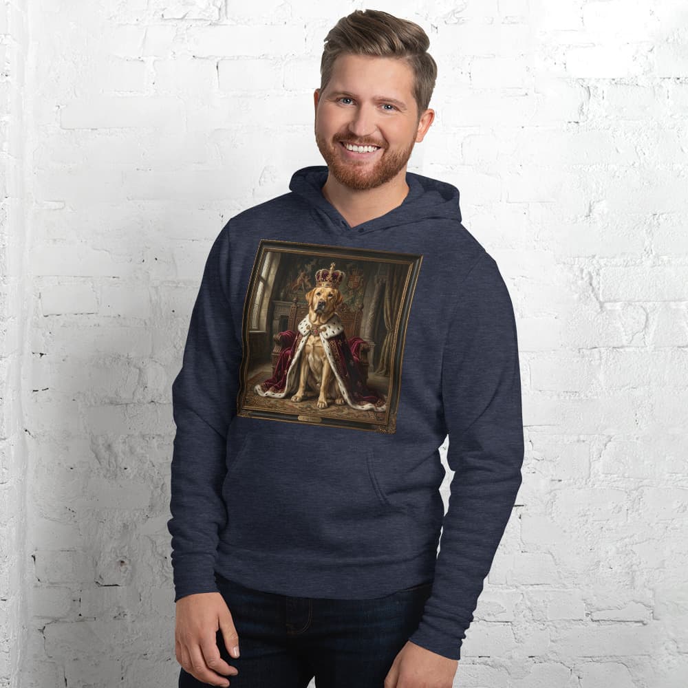 Renaissance Royal pet portrait printed on a PawForge apparel mockup.