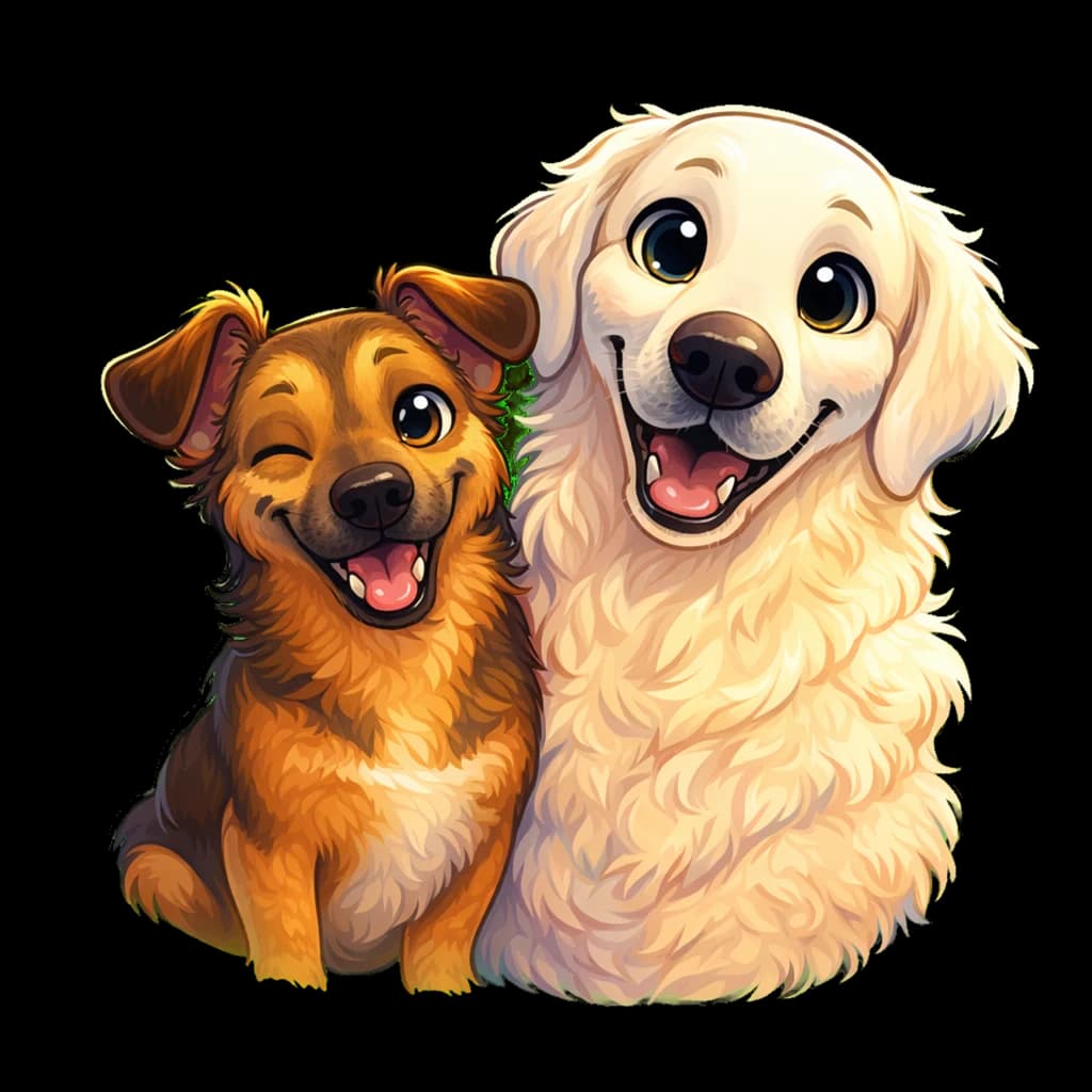 Cartoon pet portrait example artwork from the PawForge style catalog.