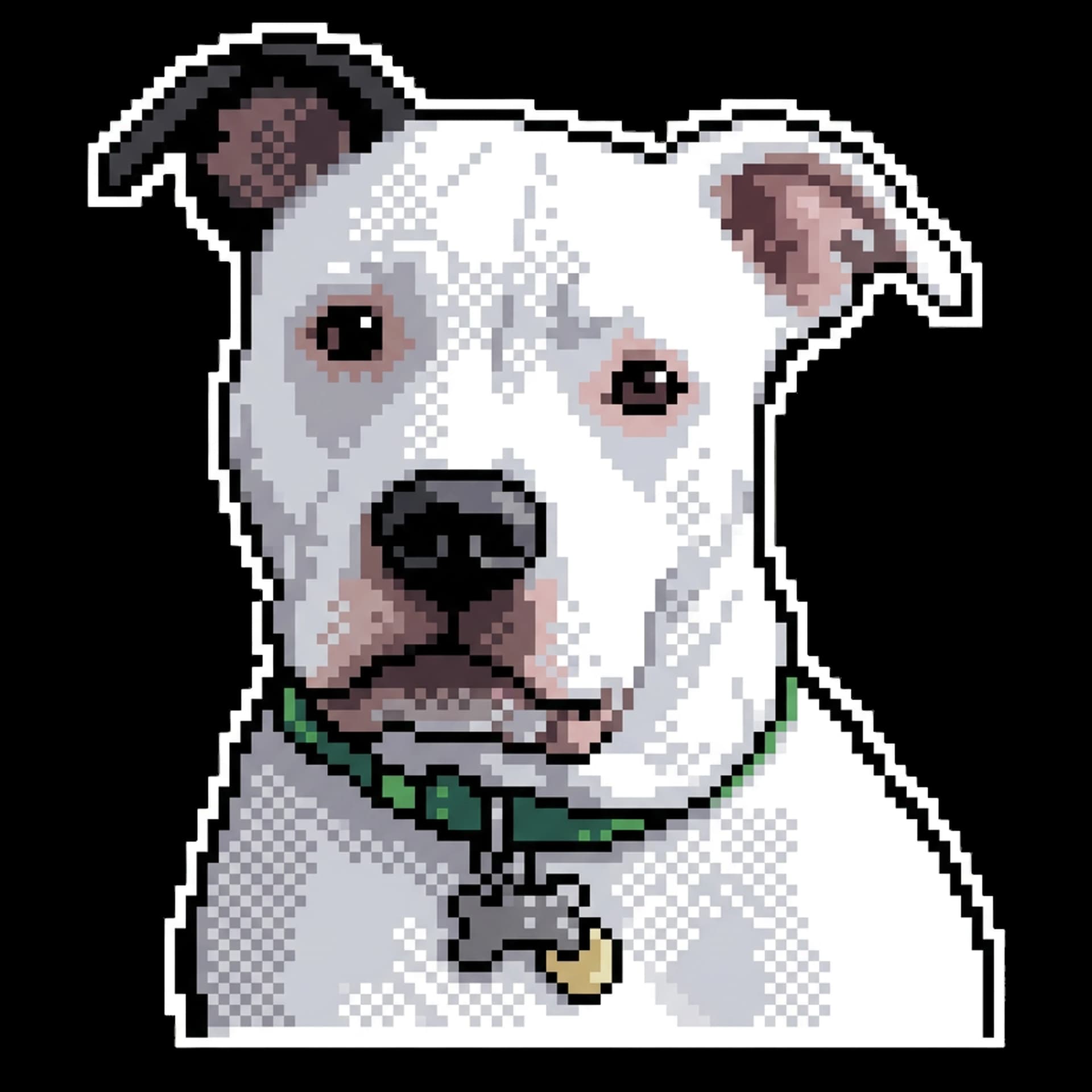 Cozy Pixel Art pet portrait shown as a custom apparel design.