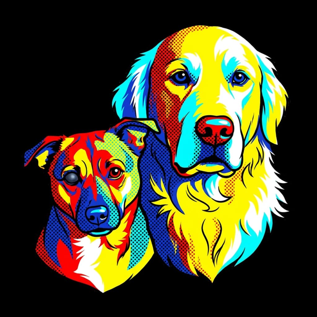 Pop Art pet portrait example artwork from the PawForge style catalog.