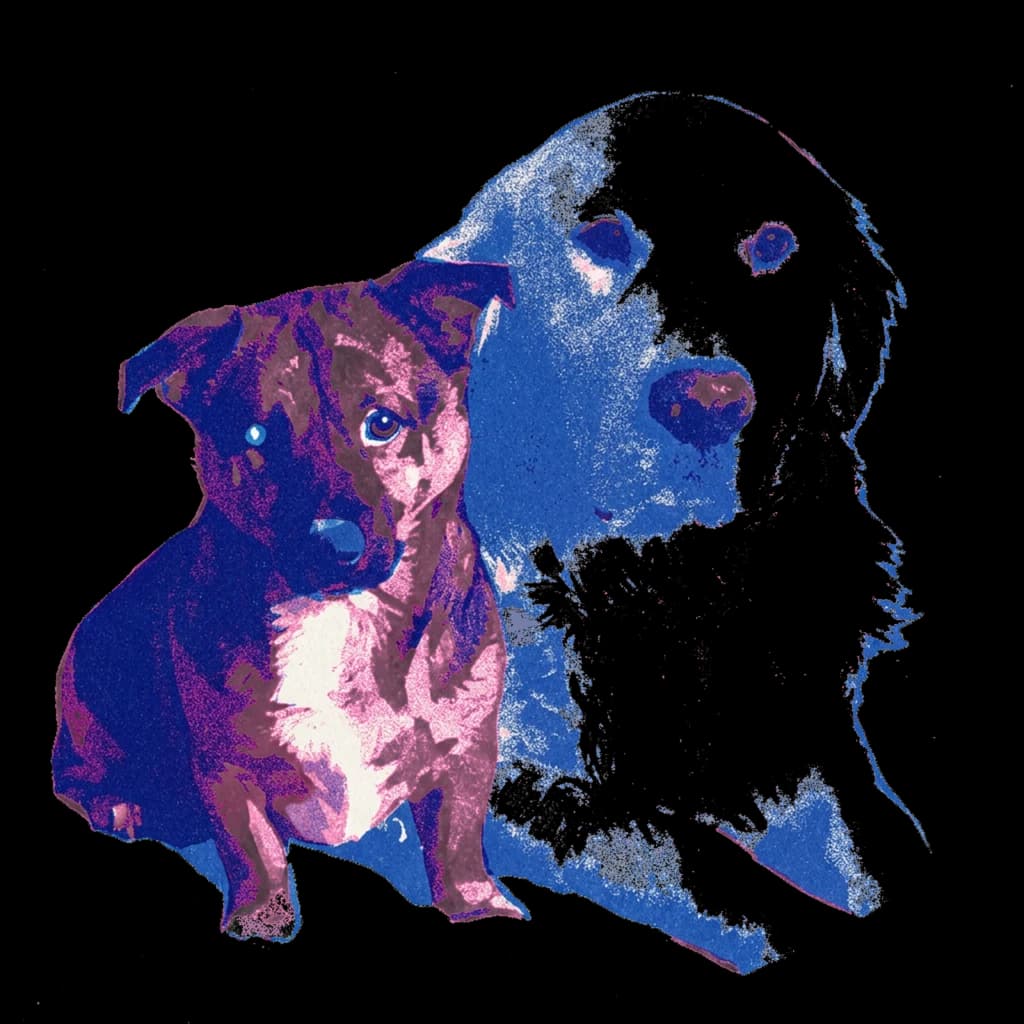 Risograph Poster pet portrait example artwork from the PawForge style catalog.