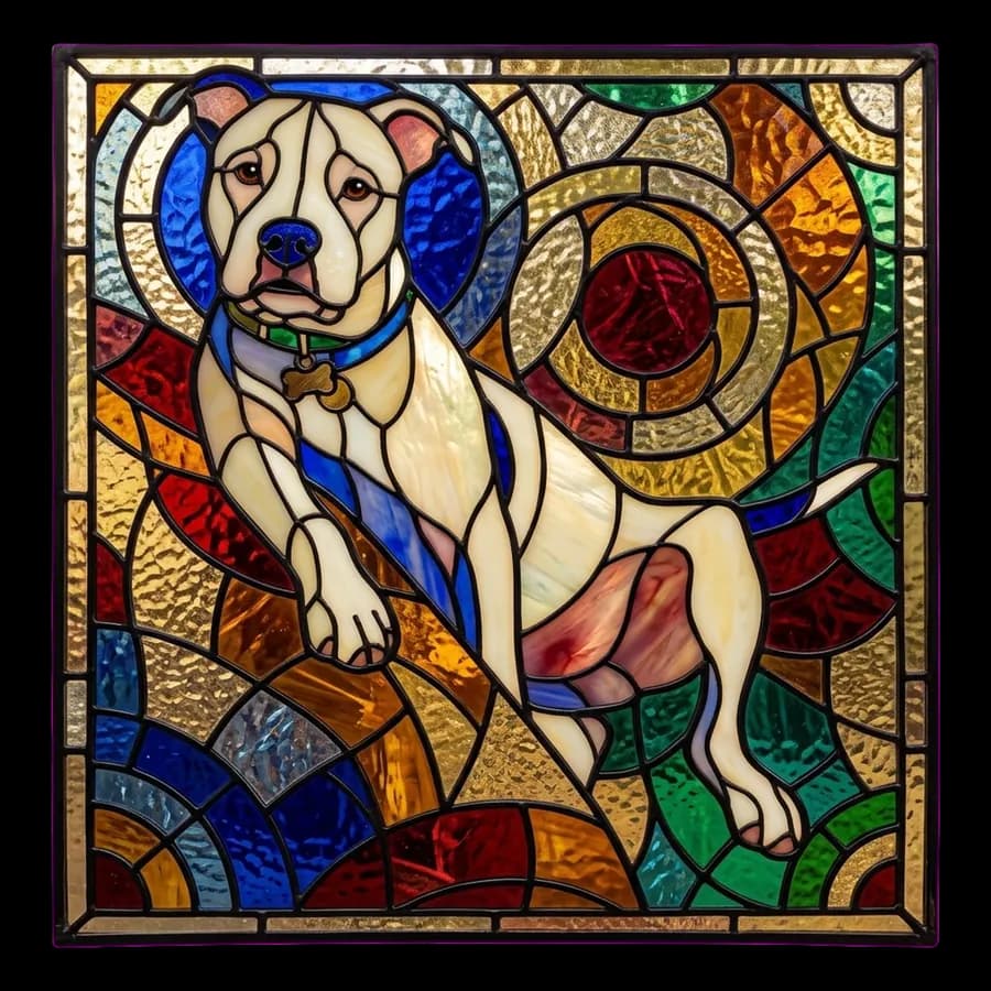 Stained Glass pet portrait example artwork from the PawForge style catalog.