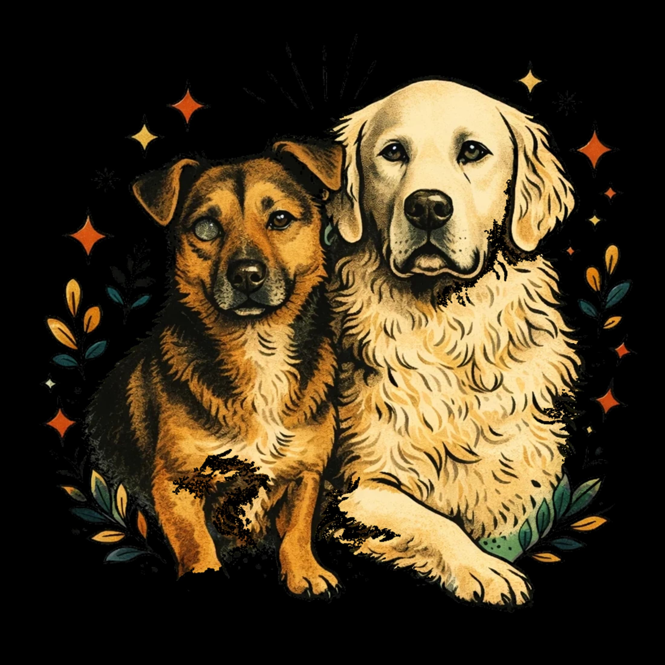 Tattoo Flash pet portrait example artwork from the PawForge style catalog.