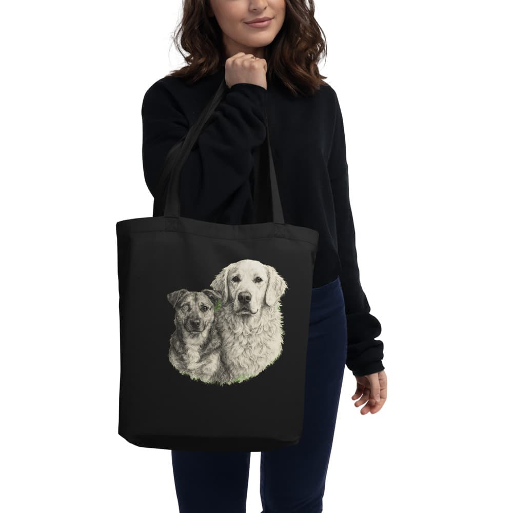 Pencil Sketch pet portrait printed on a PawForge apparel mockup.