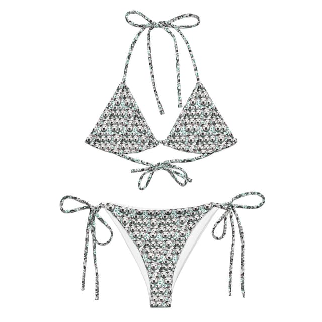 Watercolor pet portrait on a White Pet Pattern Bikini