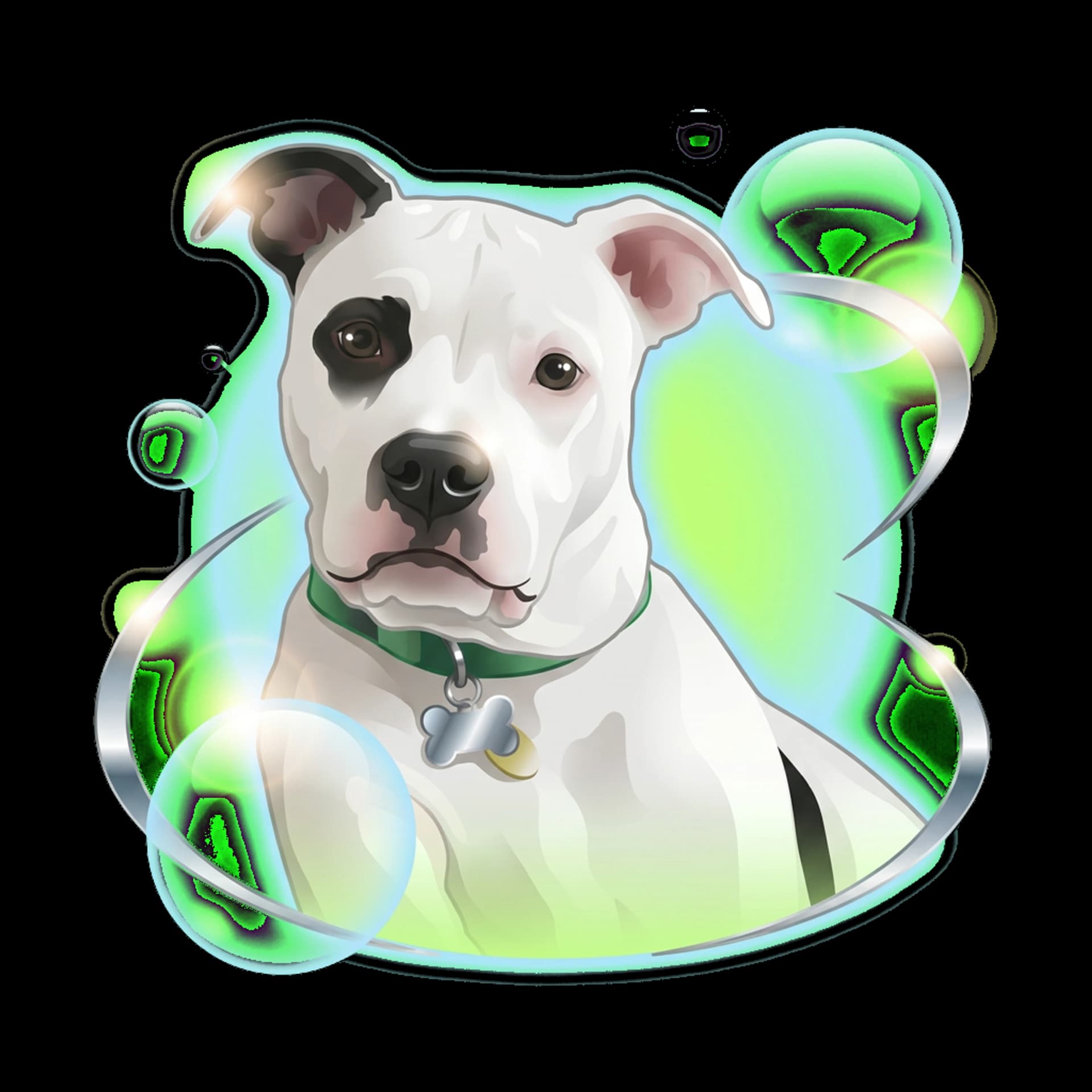 Y2K / Frutiger Aero pet portrait shown as a custom apparel design.