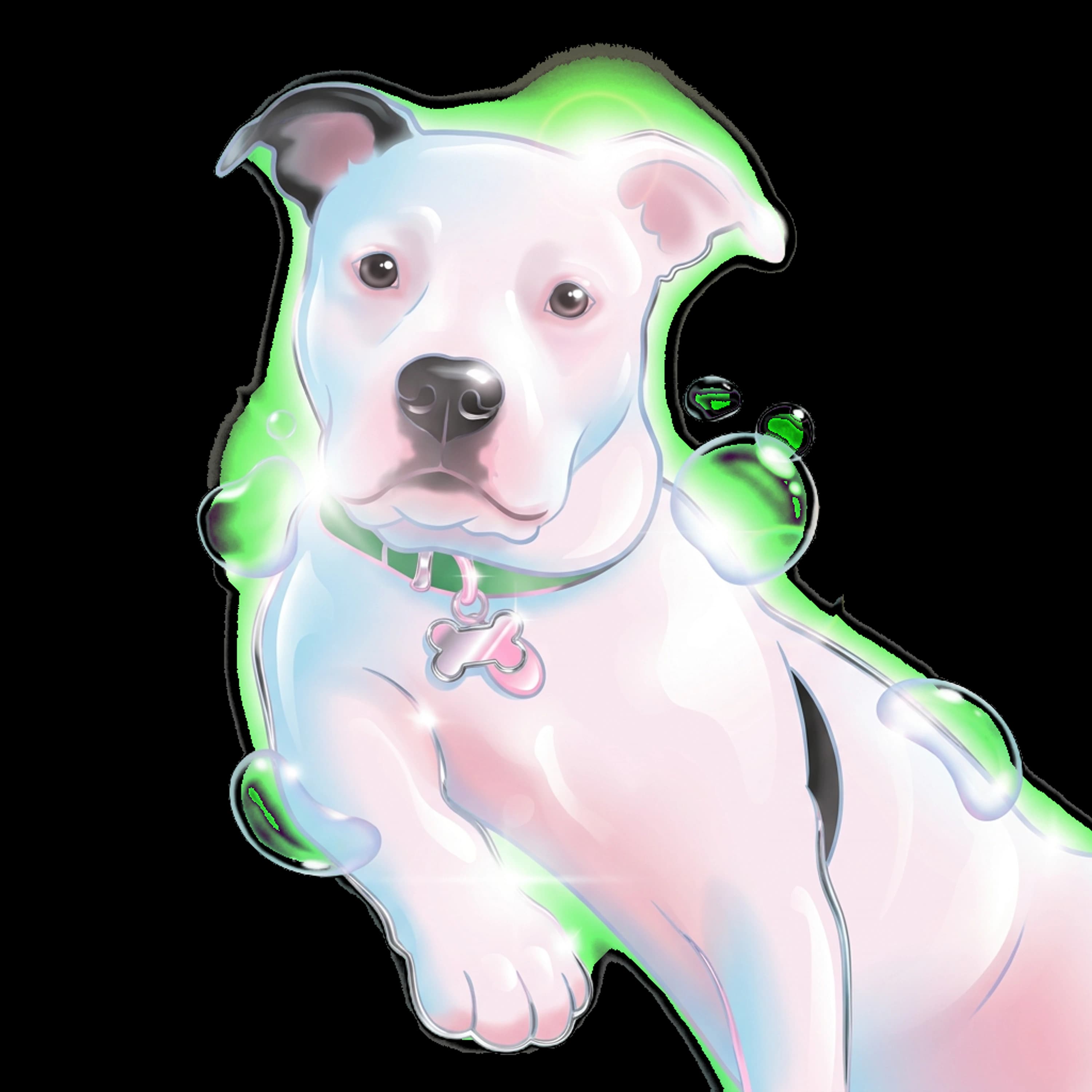 Y2K / Frutiger Aero pet portrait example artwork from the PawForge style catalog.