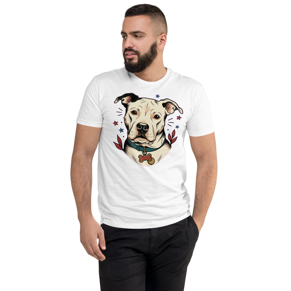 Cash Tattoo Flash pet portrait generated with Gemini and rendered on a White Athletic Fit Pet Tee.