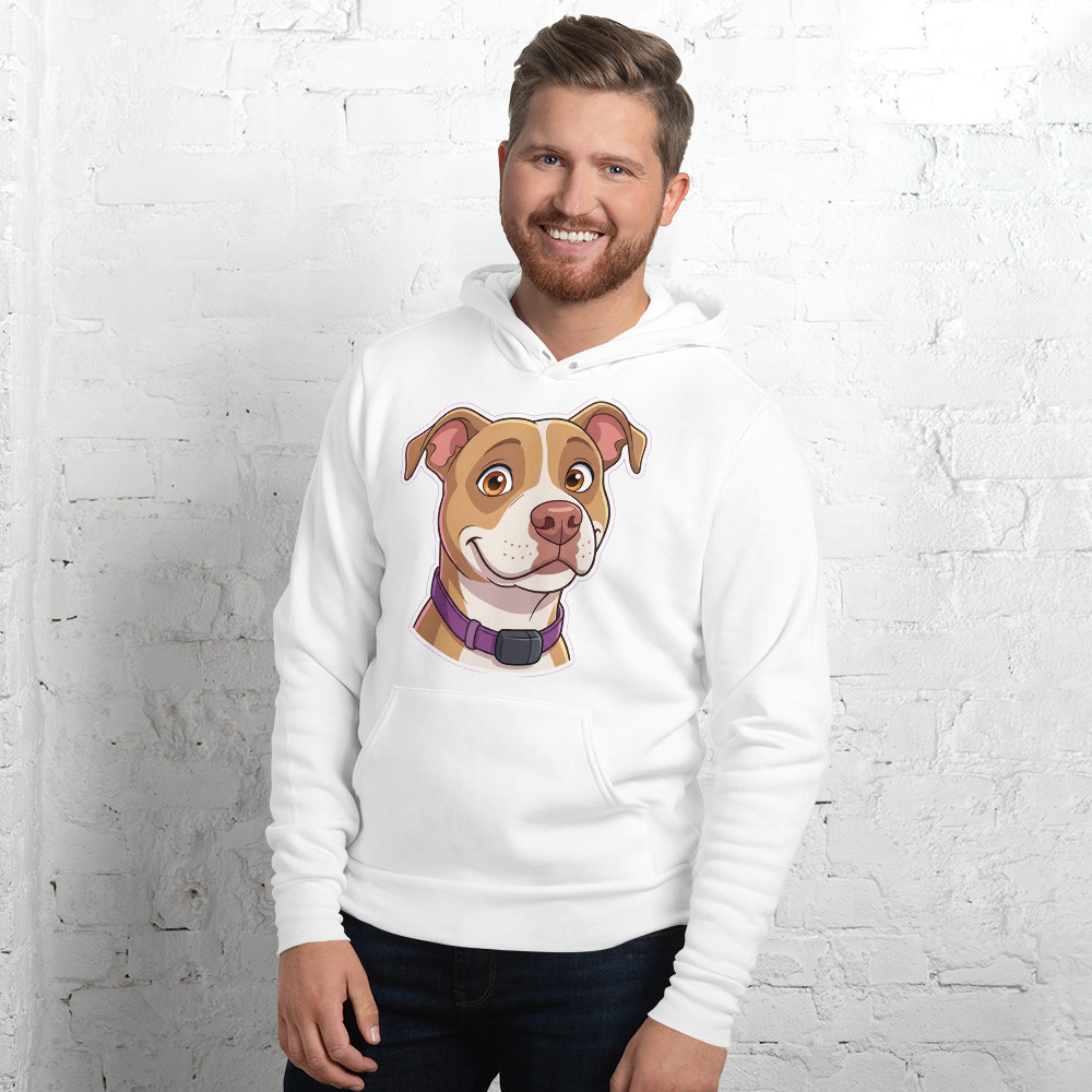 Lucy Cartoon pet portrait generated with Gemini and rendered on a White Lightweight Pet Hoodie.