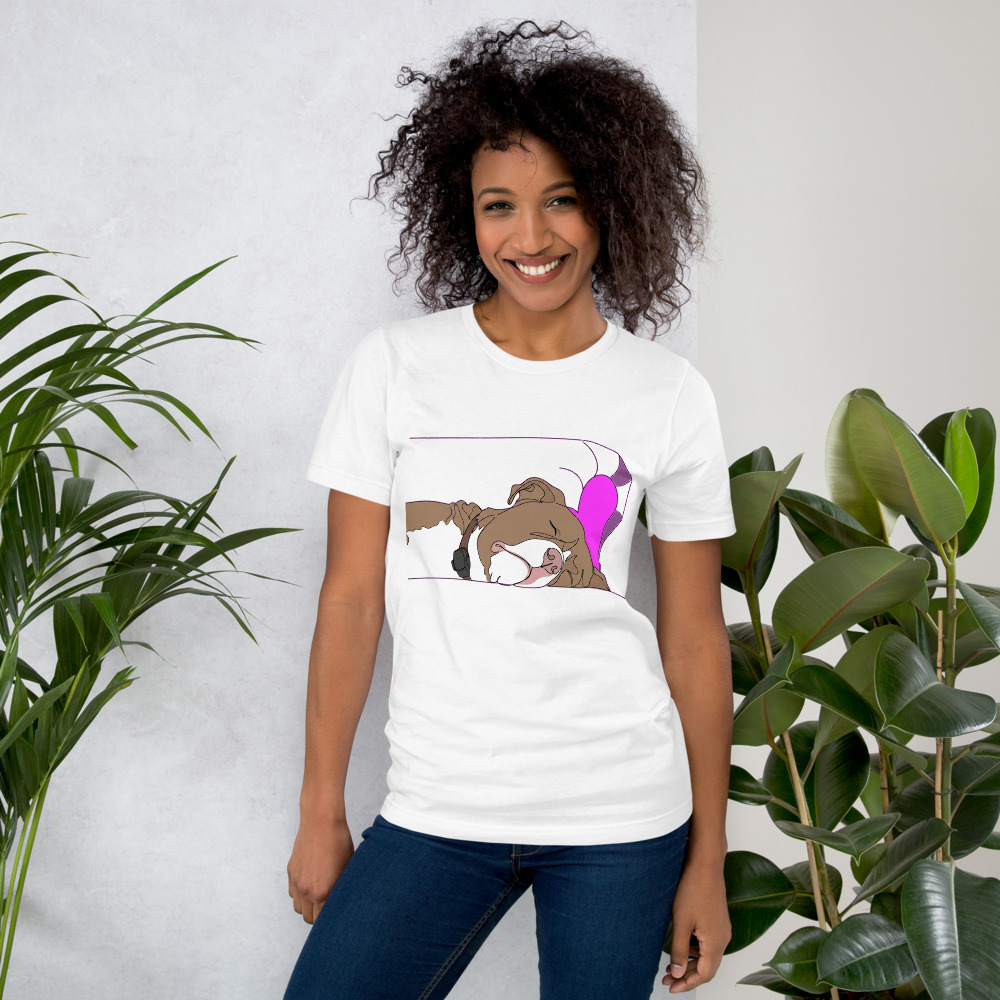 Lucy Minimal Line Art pet portrait generated with Gemini and rendered on a White Classic Pet Portrait Tee.